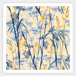 Wild grasses - beige-blue Sticker